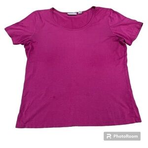 Bright pink Nordstrom short sleeved T-shirt size large measurements shown.